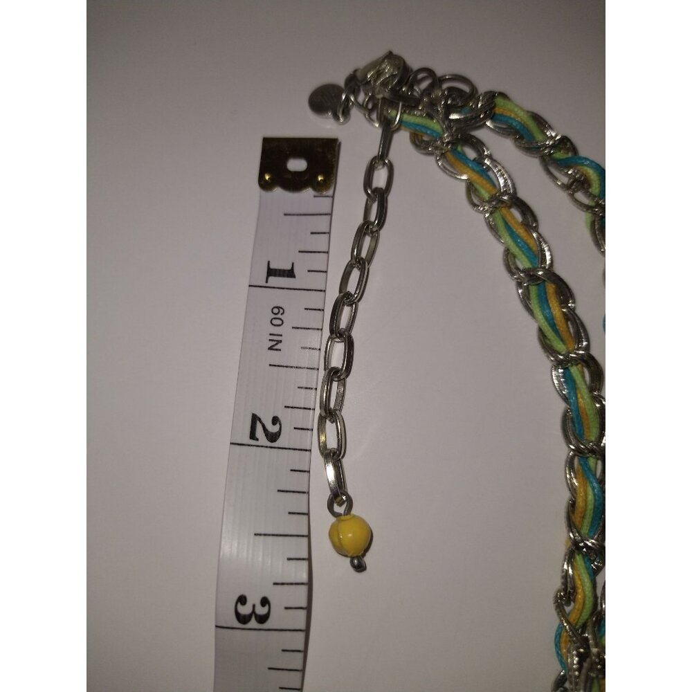 Colorful Beaded Statement Necklace Mixed Charm Drop Multicolor Braided - Picture 3 of 5